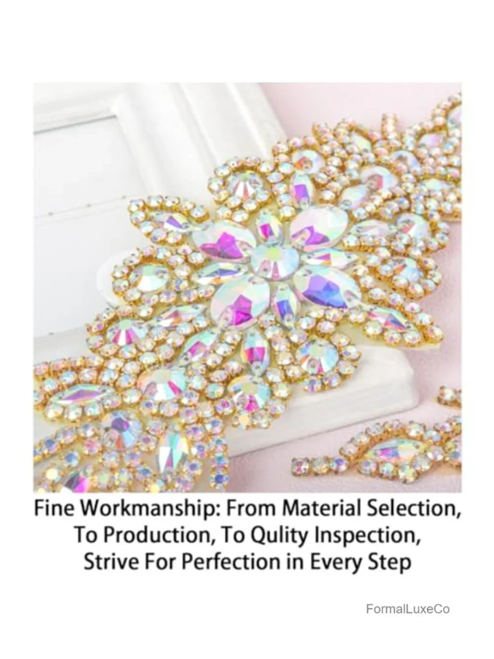 Rhinestone Bridal Belt Wedding Sash Crystal Applique DIY Obi Belt
